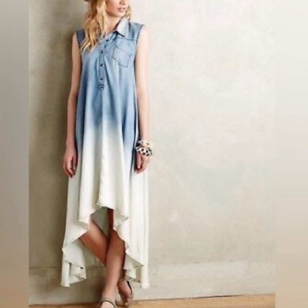 Holding Horses Sleeveless Ombre Blue and White Dress XXS